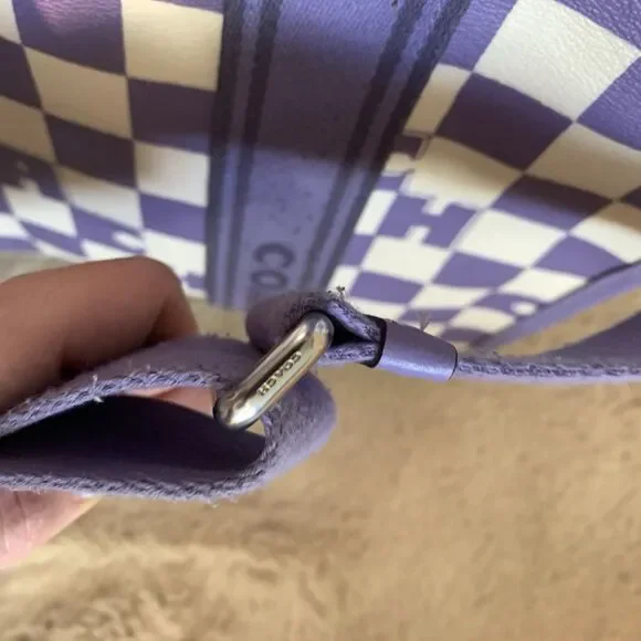 COACH Smith Tote CR101 Violet Checkerboard Print Leather Shoulder Bag - Picture 10 of 16